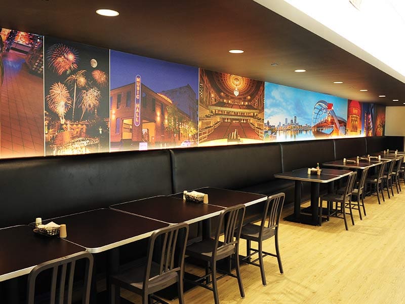 Electrical work for a restaurant seating area completed by Schuler-Haas Electric Corp